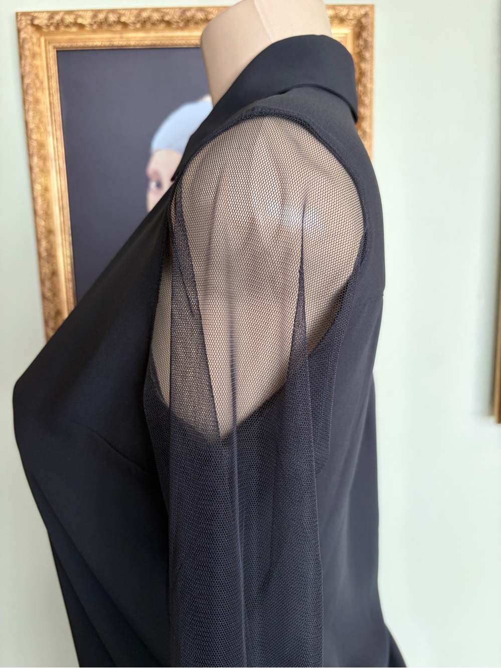 Express Black Portofino Button-Down Top with Sheer Sleeves Size XS Slim-Flit - Picture 6 of 15